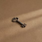 Vintage iron key on brown paper